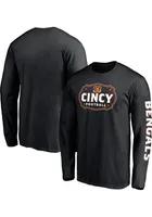 Cincinnati Bengals Black FACEMASK Long Sleeve T Shirt