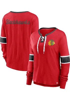 Chicago Blackhawks Womens Red Iconic LS Tee