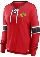 Chicago Blackhawks Womens Red Iconic LS Tee