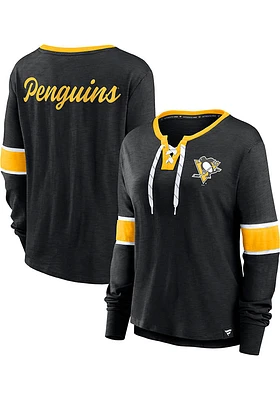 Pittsburgh Penguins Womens Black Iconic LS Tee