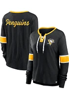 Pittsburgh Penguins Womens Black Iconic LS Tee