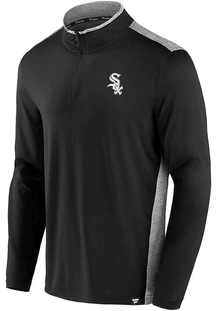 Nike Chicago White Sox Mens Black ICONIC BRUSHED POLY QZ Design Long Sleeve Qtr Zip Pullover
