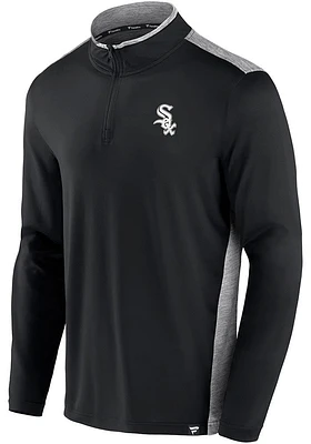Nike Chicago White Sox Mens Black ICONIC BRUSHED POLY QZ Design Long Sleeve Qtr Zip Pullover
