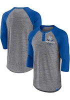 Kansas City Royals Charcoal ICONIC SPECKLED HENLEY Long Sleeve Fashion T Shirt