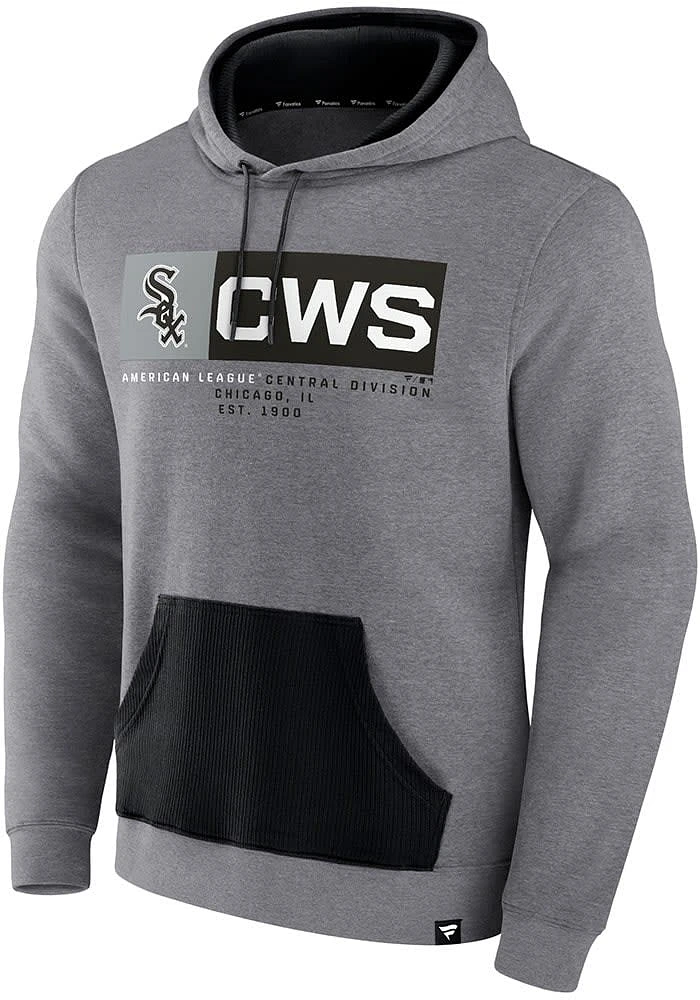 Nike Chicago White Sox Mens Charcoal RIBBED BLOCKING ICONIC Graphic Fashion Hood