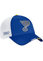 St Louis Blues 2022 Authentic Pro Draft Trucker Adjustable Hat - Blue