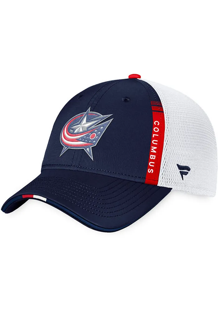 Columbus Blue Jackets 2022 Authentic Pro Draft Trucker Adjustable Hat - Navy Blue