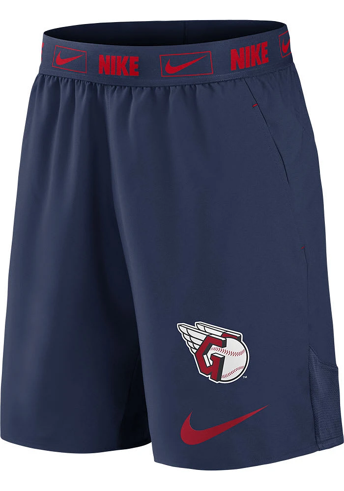 Nike Cleveland Guardians Mens Navy Blue PRIMETIME LOGO WOVEN SHORT Shorts