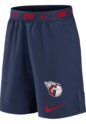 Nike Cleveland Guardians Mens Navy Blue PRIMETIME LOGO WOVEN SHORT Shorts