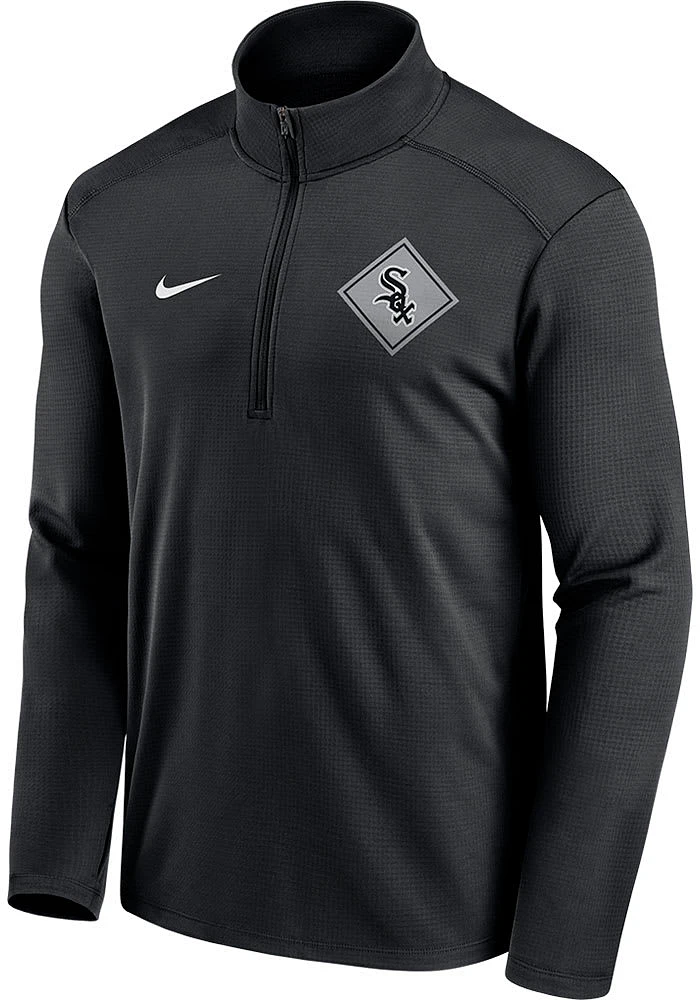 Nike Chicago White Sox Mens Black TEAM DIAMOND PACER Long Sleeve Qtr Zip Pullover