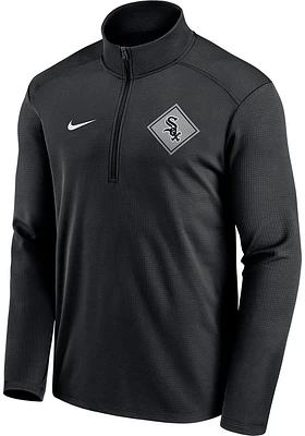 Nike Chicago White Sox Mens Black TEAM DIAMOND PACER Long Sleeve Qtr Zip Pullover