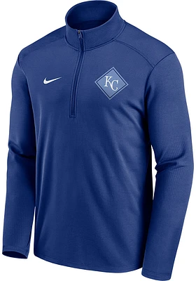 Nike Kansas City Royals Mens Blue TEAM DIAMOND PACER Long Sleeve Qtr Zip Pullover