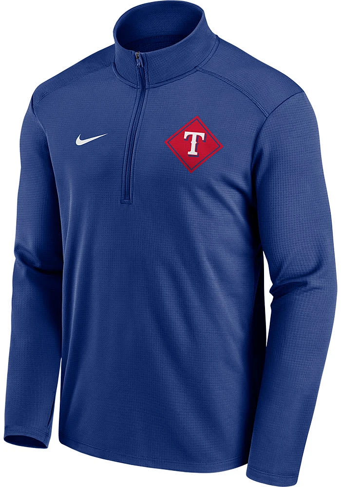 Nike Texas Rangers Mens Blue TEAM DIAMOND PACER Long Sleeve Qtr Zip Pullover