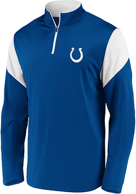Indianapolis Colts Mens Blue Poly Interlock Long Sleeve Qtr Zip Pullover