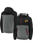 Chicago Blackhawks Mens Black Travel and Training Tech Pullover Long Sleeve Zip