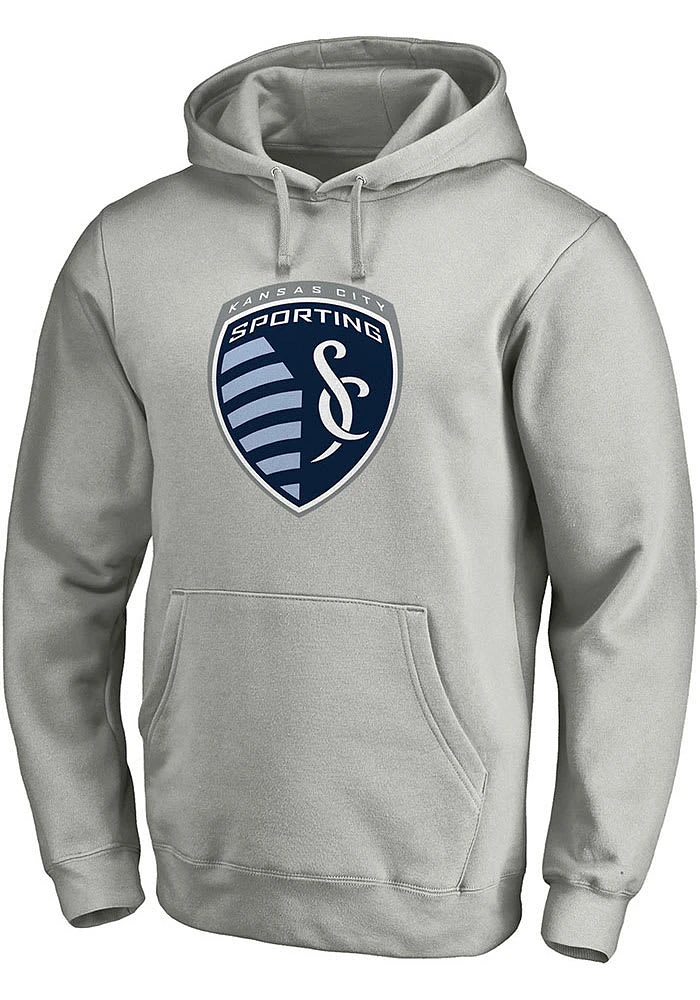 Sporting Kansas City Mens Grey TEAM LOGO Long Sleeve Hoodie