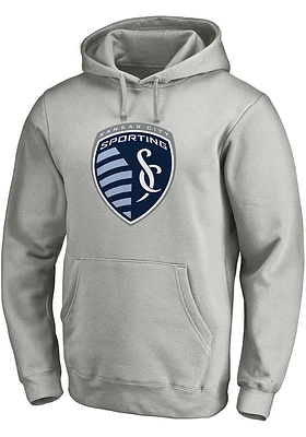 Sporting Kansas City Mens Grey TEAM LOGO Long Sleeve Hoodie