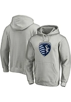 Sporting Kansas City Mens Grey TEAM LOGO Long Sleeve Hoodie