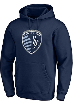 Sporting Kansas City Mens Navy Blue TEAM LOGO Long Sleeve Hoodie