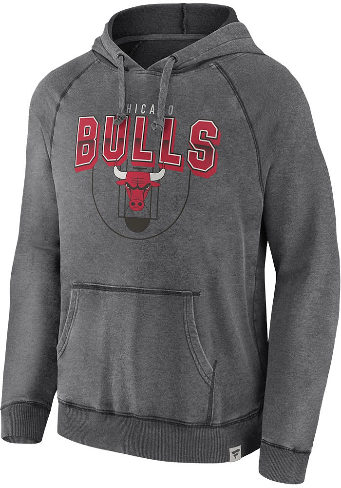 Chicago Bulls Mens Charcoal Team Classics Washed PO Long Sleeve Hoodie
