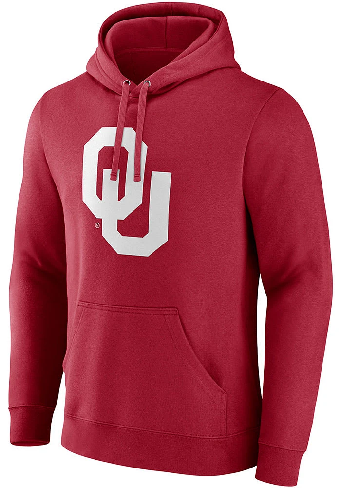 Oklahoma Sooners Mens Crimson Primary Logo Long Sleeve Hoodie