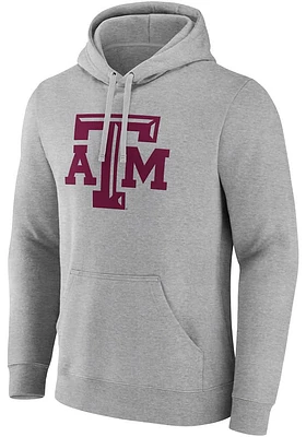 Texas A&M Aggies Mens Grey Primary Logo Long Sleeve Hoodie