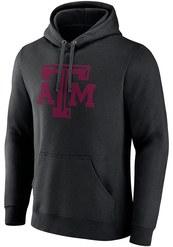 Texas A&M Aggies Mens Black Primary Logo Long Sleeve Hoodie