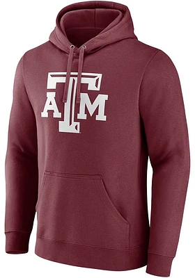 Texas A&M Aggies Mens Maroon Primary Logo Long Sleeve Hoodie