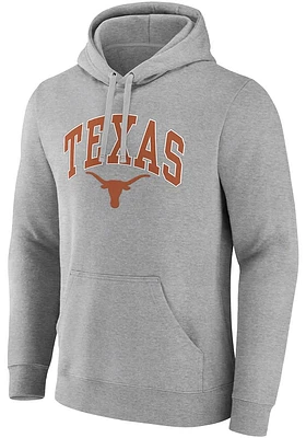 Texas Longhorns Mens Grey Arch Mascot Long Sleeve Hoodie