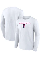 St Louis City SC White Wordmark Crest Long Sleeve T Shirt