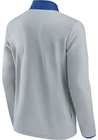 St Louis Blues Mens Grey Iconic Polar Fleece Snap Long Sleeve Qtr Zip Pullover