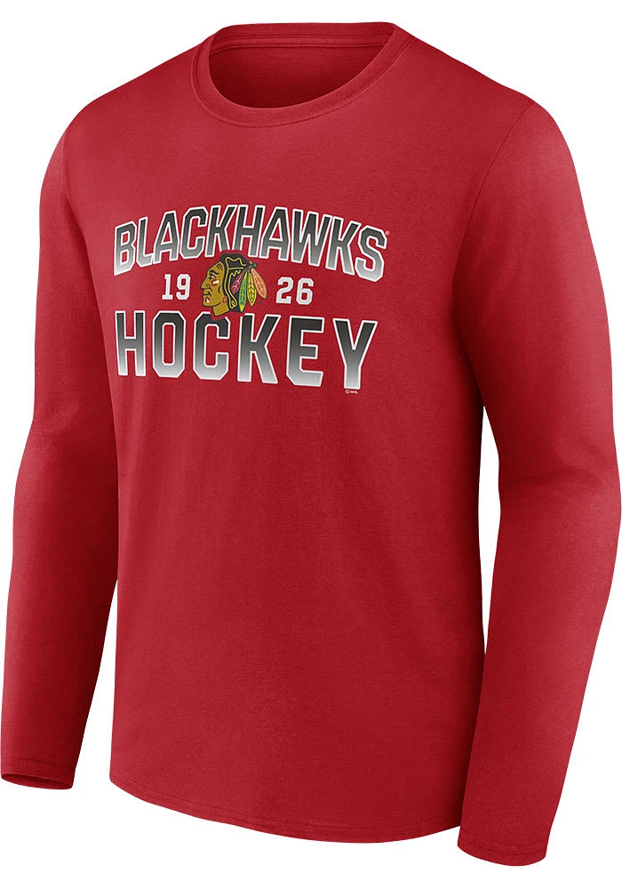 Chicago Blackhawks Red Cotton Long Sleeve T Shirt
