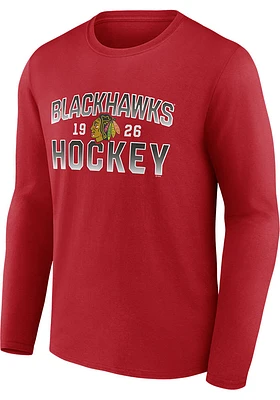Chicago Blackhawks Red Cotton Long Sleeve T Shirt