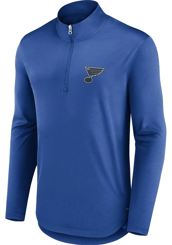 St Louis Blues Mens Blue Poly Long Sleeve Qtr Zip Pullover