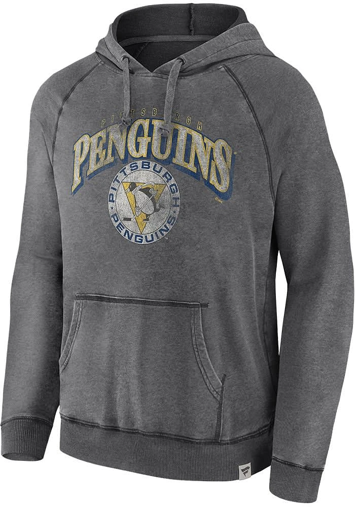 Pittsburgh Penguins Mens Charcoal True Classics Washed Long Sleeve Hoodie