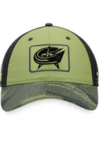 Columbus Blue Jackets Military Appreciation Trucker Adjustable Hat - Green