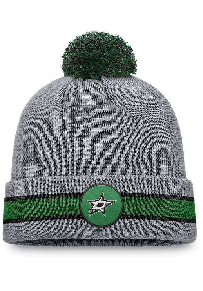 Dallas Stars Grey Holiday Cuff Pom Mens Knit Hat
