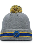 St Louis Blues Grey Holiday Cuff Pom Mens Knit Hat