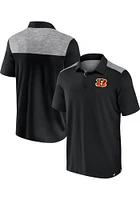 Cincinnati Bengals Mens Black Brushed Poly Blocked Short Sleeve Polo