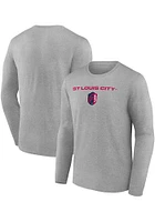 St Louis City SC Grey Wordmark Crest Long Sleeve T Shirt