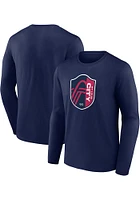 St Louis City SC Navy Blue Primary Crest Long Sleeve T Shirt