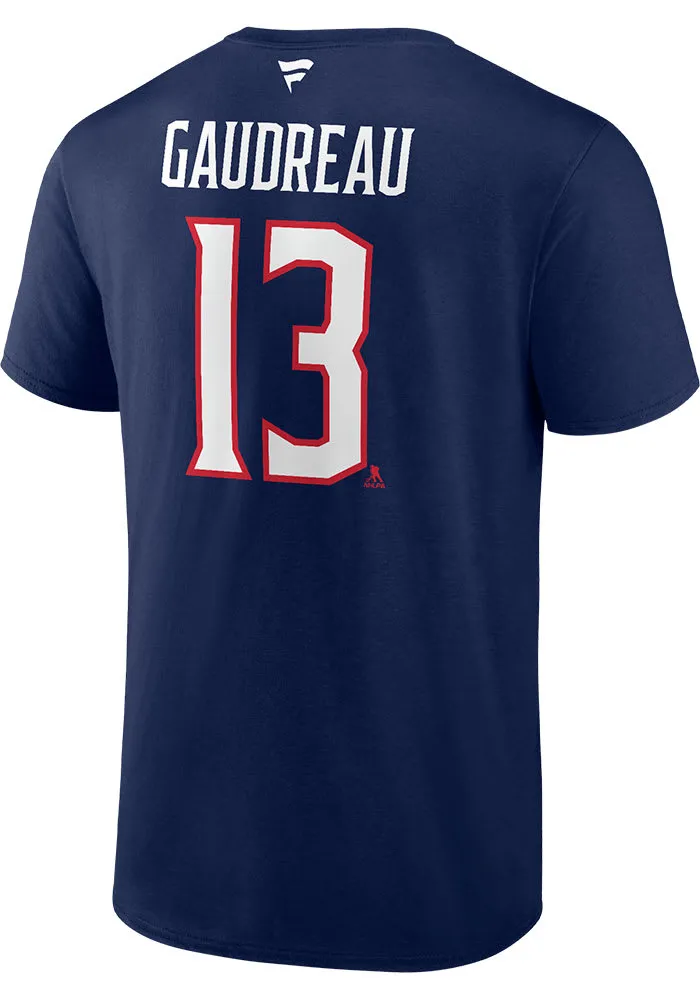 Johnny Gaudreau Columbus Blue Jackets Navy Name And Number Short Sleeve Player T Shirt