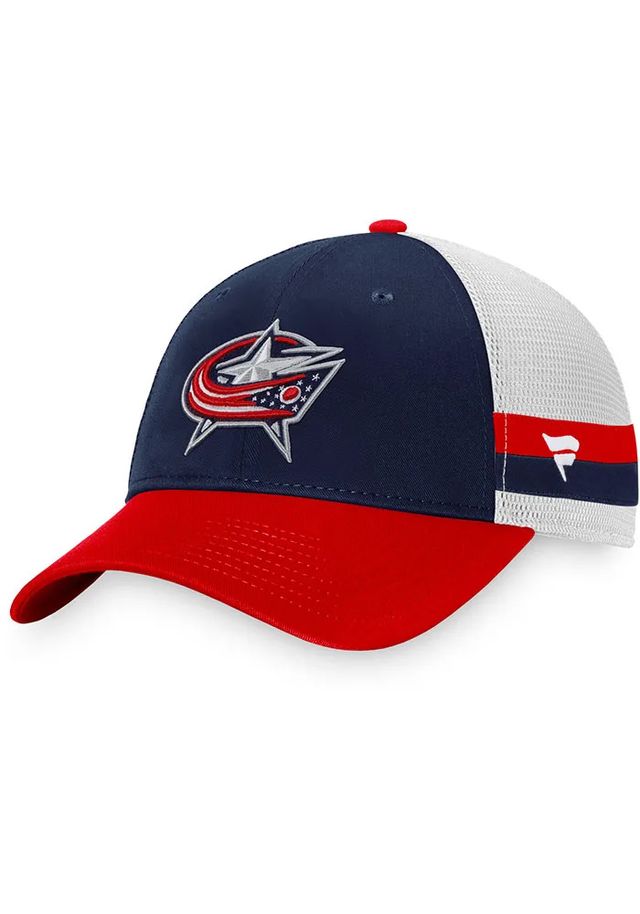 Columbus Blue Jackets Breakaway Striped Trucker Adjustable Hat - Navy Blue