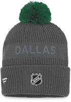 Dallas Stars Charcoal 2022 Authentic Pro Home Ice Cuffed Pom Mens Knit Hat