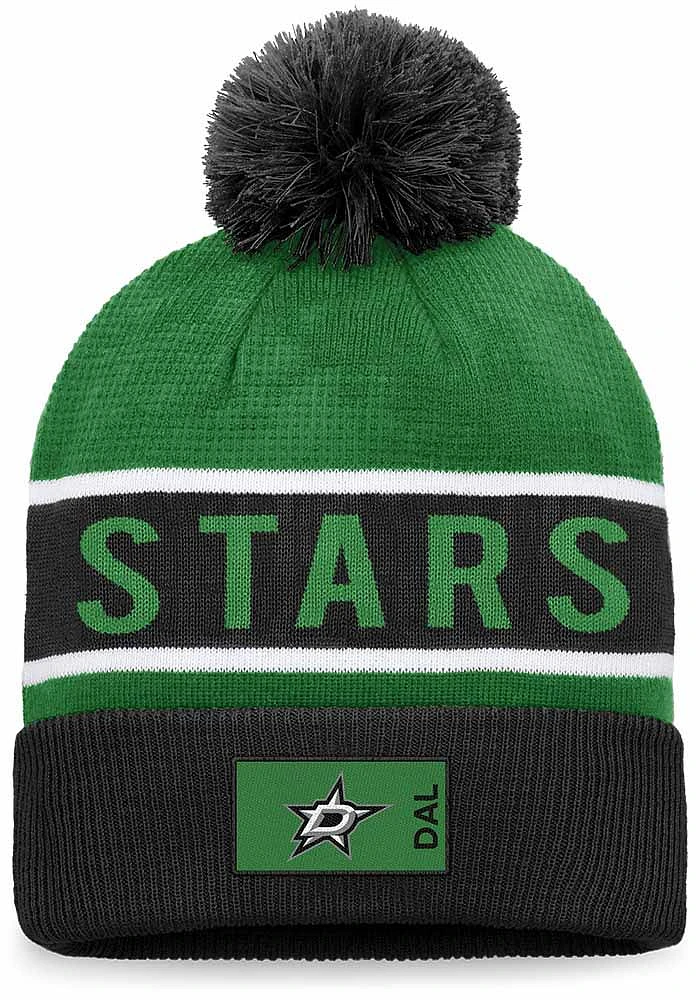 Dallas Stars Black 2022 Authentic Pro Cuffed Pom Mens Knit Hat