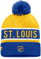 St Louis Blues Blue 2022 Authentic Pro Cuffed Pom Mens Knit Hat