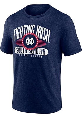 Notre Dame Fighting Irish Navy Blue Badge of Honor Short Sleeve Triblend Tee Fashion..