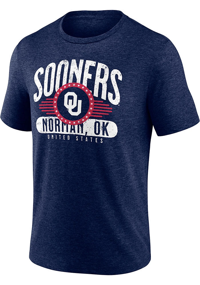 Oklahoma Sooners Navy Blue Badge of Honor Short Sleeve Triblend Tee Fashion T Shirt