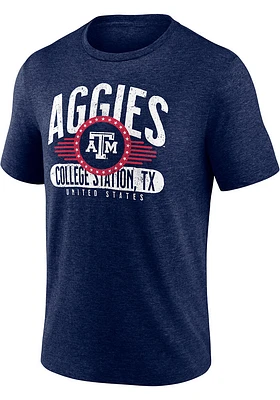 Texas A&M Aggies Navy Blue Badge of Honor Short Sleeve Triblend Tee Fashion T Shirt