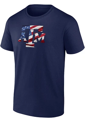 Texas A&M Aggies Navy Blue Banner Wave Short Sleeve Tee T Shirt